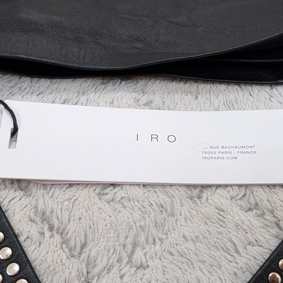 IRO Belt Womens 65 Black Leather Wrap Studded Moto Embellished NEW - Picture 4 of 7